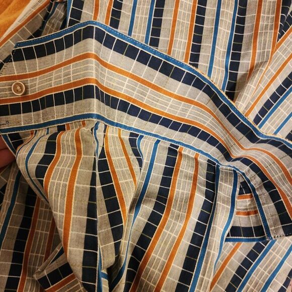 Robert Graham Striped Button Up Dress Shirt Multi Mens Size 3XL Blue Flip Cuff - Picture 12 of 12